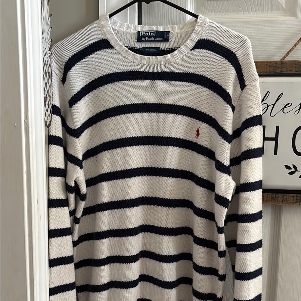 Polo by Ralph Lauren Men's Striped Sweater - Navy and White
